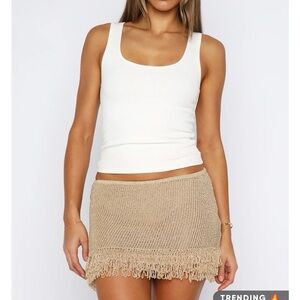 White Fox Boutique Gold Fringe Mini Skirt (NWOT SIZE M)